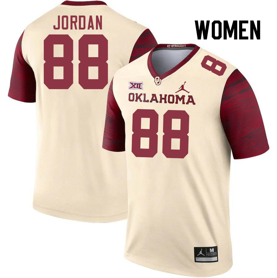 Women #88 Jacob Jordan Oklahoma Sooners College Football Jerseys Stitched-Cream